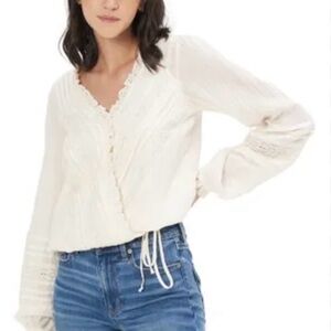 American Eagle Outfitters Cream Lace Blouse